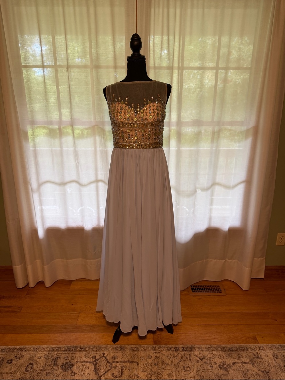 Embellished Light Blue Evening Gown